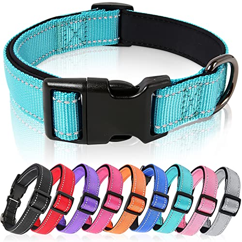 HEELE Dog Collar, Reflective Dog Collar, Soft Neoprene Padded Breathable Nylon Pet Collar Adjustable for Small Dogs, Sky Blue, S(10.23-14.96") - color: Sky Blue, size: Small (10.23-14.96")
