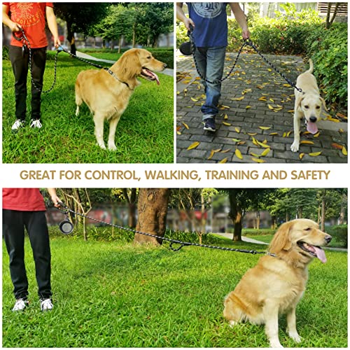 Dog Leash Heavy Duty 6ft, Double Handle Dog Leash with Padded Handle for Traffic Control, Reflective Rope Leashes for Large and Medium Dogs Night Control Safety Training (Black) - color: Black (25 to 120 lbs)