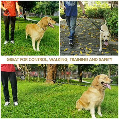 Dog Leash Heavy Duty 6ft, Double Handle Dog Leash with Padded Handle for Traffic Control, Reflective Rope Leashes for Large and Medium Dogs Night Control Safety Training (Black) - color: Black (25 to 120 lbs)