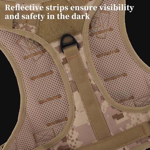 Dog Harness, Mesh Design Dog Harness, Breathable No Pull Dog Vest, for Hiking, for Small Medium Large Dogs, Camouflage, Medium