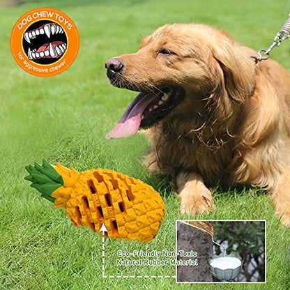 M.C.works Dog Toy Made for Aggressive Chewers, Good for Dental Health, Indestructible Pineapple Be Used for Training, Tough Treat Dispenser Toys and Easy to Clean(Giant) - size: 7.1 In