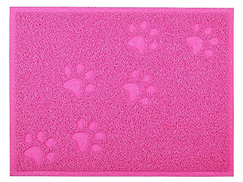Cat Litter Box Debris Catcher Mat 16x12 Inches,4 Colors Available (Rose Red) - color: Rose Red