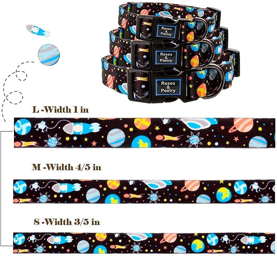 Roses&Poetry Dog Collar with Colourful Star Patterns, Adjustable Durable Puppy Collars for Small Medium Large Dogs (Star-S) - color: Star, size: S