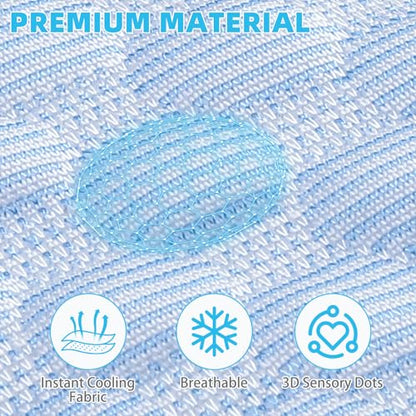 Elevated Cat Cooling Hammock Bed, Hexagonal Raised Cat Cot with Breathable Ice Beanie Fabric and Anti Slip Block, Cooling Pad Mat Indoor Outdoor Stable Pet Swing Bed for Small Puppy, Blue - color: Blue