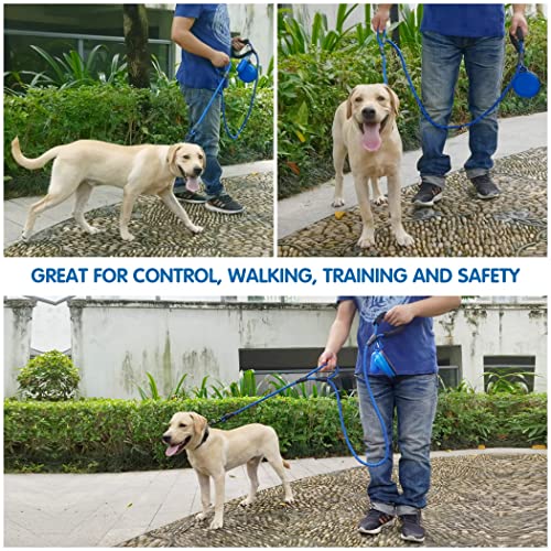 Dog Leash Heavy Duty 6ft, Double Handle Dog Leash with Padded Handle for Traffic Control, Reflective Rope Leashes for Large and Medium Dogs Control Safety Training at Night (Navy Blue) - color: Navy Blue (25 to 120 lbs)