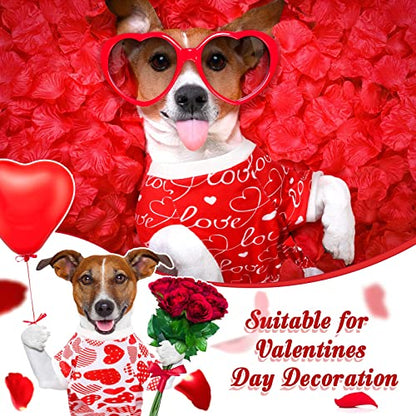 6 Pack Valentines Dog Pajamas Bulk Red Pink Heart Pattern Dog Valentines Holiday Outfit Clothes Jumpsuit Costumes for Boys Girls Puppy Cat Party Cosplay(Large) - size: L