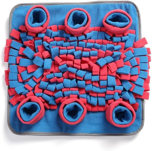 Snuffle Mat for Dogs, Boredom Buster Interactive Puzzle Feeding Mat, Encourages Natural Foraging Skills and Stress Relief Small/Medium/Large Dogs (Pink and Blue) - color: Pink and Blue