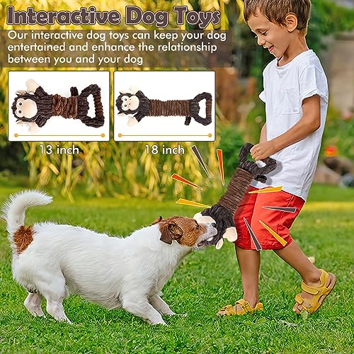 Letsmeet Plush Dog Toy with Crinkle Paper, Tug of War Pull Interactive Toys for Puppies to Large Dogs - style: Monkey