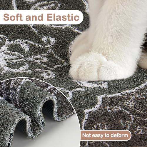 Glittme Cat Litter Mat with Non-Slip Bottom Litter Box Mat 40"X30" Litter Trapping Mat Easy to Clean Washable Cat Food Mat for Kitty,XL - color: Black, size: 40"x30"