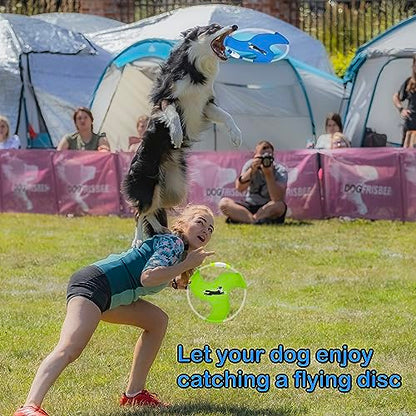 Dog Flying Disc Flyer Dog Toys, Glow in The Dark Nylon Dog Toy with 3 Light Models, Floating Dog Ring Toys for Physical Exercise, Pet Training Throwing Playing - color: Blue-1