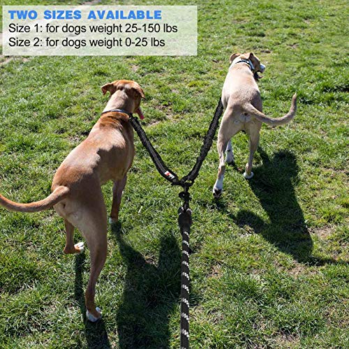 tobedri Comfortable Dual Dog Leash Tangle Free with Shock Absorbing Bungee Reflective 2 Dog Leashes for Large Medium Small Dogs