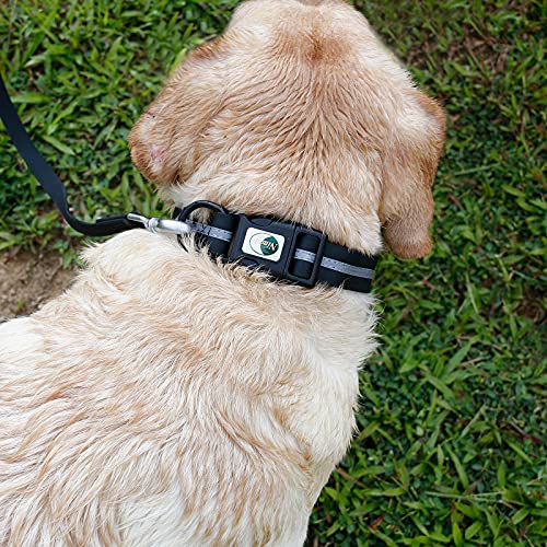 NIMBLE Dog Collar Waterproof Pet Collars Anti-Odor Durable Adjustable PVC & Polyester Soft with Reflective Cloth Stripe Basic Dog Collars S/M/L Sizes (Small (9.45”-14.17”inches), Black) - color: Black, size: Small (9.45”-14.17”inches)