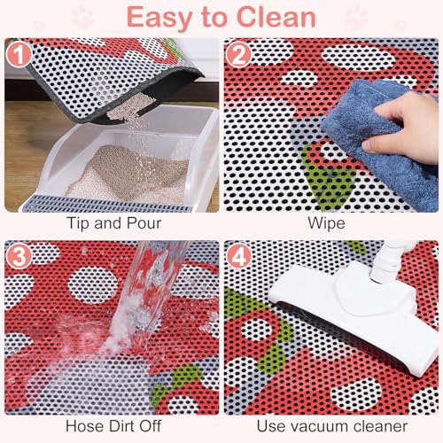 Cat Litter Mat, 24"x15" Cat Litter Trapping Mat, Double Layer Litter Mat with Non-Slip Rubber Bottom, Urine and Water Proof, Keeps Floors Clean Mushroom M - size: M(24x15in)