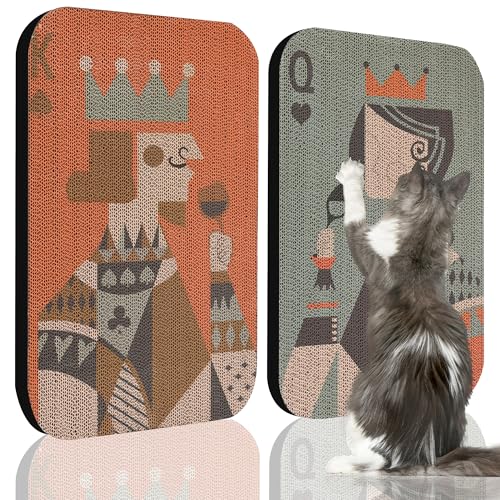 2 Pack Art Cat Scratcher, Wall-Mountable Cat Scratch Pad, Wall Cat Scratcher 16.7x11x1 Inch Cat Scratching Board for Indoor Cats Toy(Poker) - color: Poker