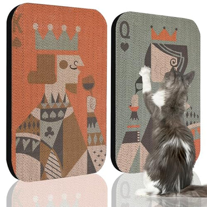 2 Pack Art Cat Scratcher, Wall-Mountable Cat Scratch Pad, Wall Cat Scratcher 16.7x11x1 Inch Cat Scratching Board for Indoor Cats Toy(Poker) - color: Poker