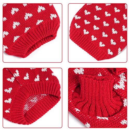 Dxhycc Dog Knitted Sweater Dog Heart Sweater Puppy Sweater Warm Soft Pet Holiday Clothes for Medium Cats and Dogs (Red, M) - color: Red, size: Medium