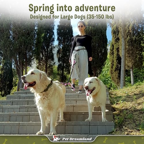 Exquisite Hands Free Dual Dog Leash for Large Dogs. Trending Waist Leash for Walking 2 Dogs No Tangle. You Will Absolutely Love This Amazing Double Dog Gear (Dark Grey & Pink) - color: Dark Grey & Pink