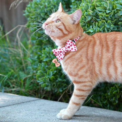 Ultra Joys Breakaway Cat Collar with Bells - Kitten Collar with Bowtie Strawberry Small - color: Strawberry-Bowtie Collar, size: Small