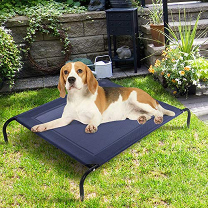 Giantex Elevated Pet Bed for Medium Large Dogs, Keep Pets Cool, Portable Raised Pet Cot Indoor Outdoor Camping, Waterproof Breathable Mat Steel Frame, Easy Assembly (Large) - size: Large