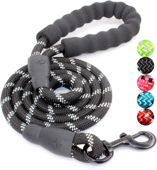 Dog Leash Made from Nylon with Comfortable Padded Handle Assorted Colors for Small Medium and Large Dogs (5FT-1/2'', Black) Laytek from Family Star SH (Black) - color: Black
