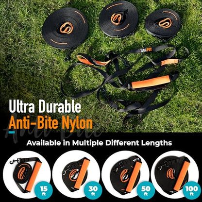 15ft Long Leash for Dogs - Long Line Dog Leash for Training Recall/Commands at Distance - Nylon, Heavy Duty - Ideal for Large & Small Breeds - size: 15ft
