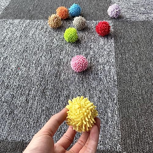 9Pcs Fuzzy Cat Ball Toys - Safe Pom Pom Balls for Indoor Cats, Kitten Chasing Toys with Bell (Multicolor) - color: 9Pcs
