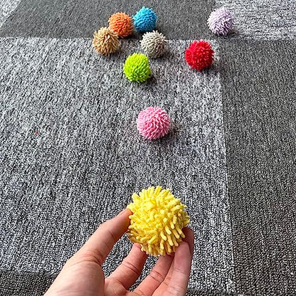 9Pcs Fuzzy Cat Ball Toys - Safe Pom Pom Balls for Indoor Cats, Kitten Chasing Toys with Bell (Multicolor) - color: 9Pcs