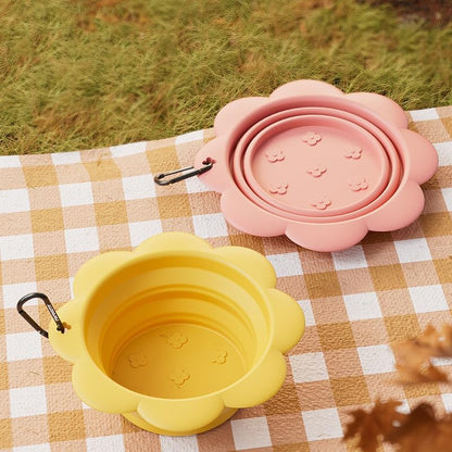 Outdoor Collapsible Silicone Pet Bowl with Carabiner – Portable Travel Water & Food Dish