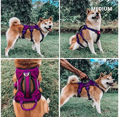 Tuff Pupper Escape Proof No Escape Dog Harness | 5 Point Adjustable Fit Harness for Dogs | Padded Dog Harnesses | Handle Dog Lift Harnesses - color: Purple, size: Medium