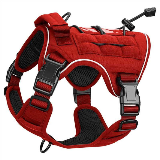 Heavy-Duty Tactical Dog Harness for Large Dogs, No Pull Adjustable Reflective Pet Vest with Molle System, K9 Military-Grade Control for Service Training, Outdoor & 10+ Breeds, Red, Small - color: Red, size: S: Neck: 14-19'', Chest: 20-26''