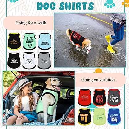 12 Pieces Dog Shirts Pet Printed Clothes with Funny Letters Summer Pet T Shirts Cool Puppy Vest Breathable Dog Outfit Soft Cat Sweatshirt for Chihuahuas Cats Accessories, 12 Styles(X-Large) - size: X-Large