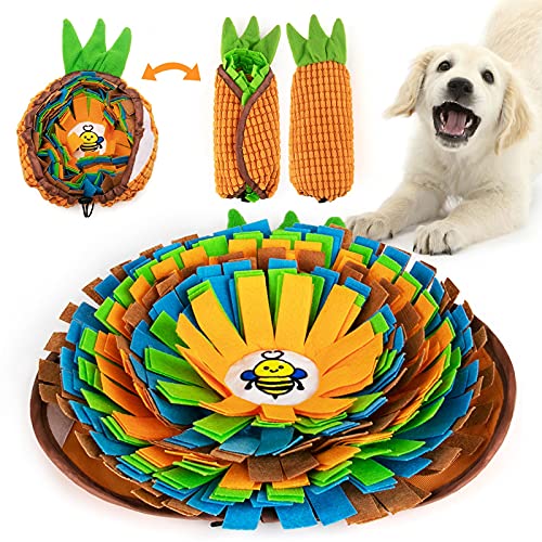 AWOOF Pet Snuffle Mat for Dogs, Interactive Feed Game for Boredom, Encourages Natural Foraging Skills for Cats Dogs Bowl Travel Use, Dog Treat Dispenser Indoor Outdoor Stress Relief (Orange) - color: Orange