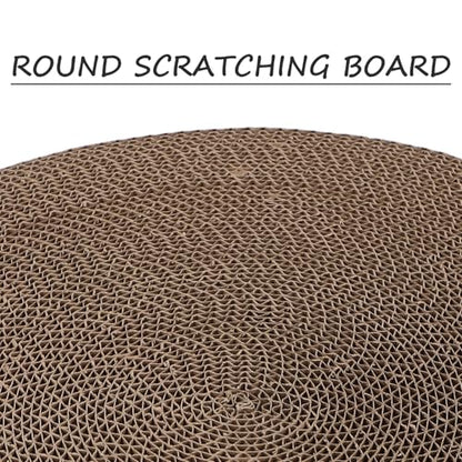 Replaceable Cat Scratching Board Refill Pad Sturdy Corrugated Cardboard Round Floor Scratch Mat Household Kitten Scratcher for Indoor Cat Play and Claw Maintenance
