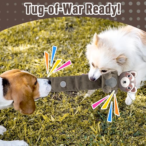 LECHONG 2-Pack Plush Squeaky Dog Toys, 23-Inch Snuffle Puzzle Tug of War Toy with Roll-Up Treat-Hiding Crinkle Tail, Enrichment Toys for Small & Medium Dogs to Relieve Boredom & Mental Stimulation - style: Dog Puzzle Toys