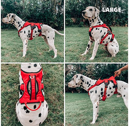 Tuff Pupper Escape Proof No Escape Dog Harness | 5 Point Adjustable Fit Harness for Dogs | Padded Dog Harnesses | Handle Dog Lift Harnesses - color: March Red, size: Large