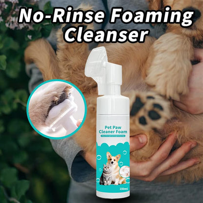 2-in-1 Pet Paw Cleaning Kit: No-Rinse Foam Cleaner & Pet Wipe Gloves, Foam Paw Scrubber for Dogs and Cats - Suitable for Small, Medium, Large Breeds, Puppies & Kittens with Dirty Paws - size: 2in1 kit