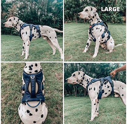 Tuff Pupper Escape Proof No Escape Dog Harness | 5 Point Adjustable Fit Harness for Dogs | Padded Dog Harnesses | Handle Dog Lift Harnesses - color: Midnight Blue, size: Large