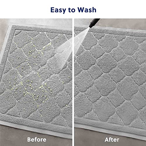 WePet Cat Litter Box Mat, Kitty Premium PVC Pad, Durable Trapping Rug, Phthalate Free, Urine-Resistant, Scatter Control, L 35 x 23 Inch, Cadet Grey - color: #02 Cadet Grey, style: Medallion/35 x 23 Inch