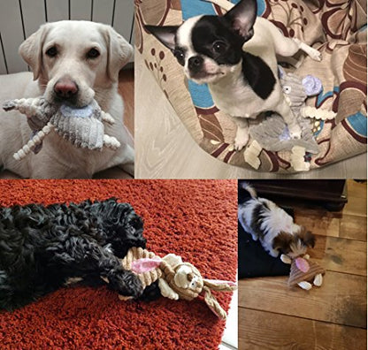 No Stuffing Dog Toys with Squeaker, Durable Dog Chew Toys, Small Dogs & Puppies, Rabbit & Elephant - size: Rabbit & Elephant