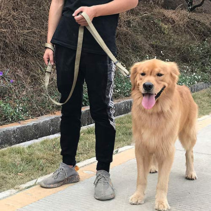 Pets Premium Upgraded Adjustable Between 4 Feet and 6 Feet Leash with Sturdy Nylon and Super Soft Neoprene Lined Handle for Small Medium Large Dogs Lead - color: Military Green, size: Large Adjustable 6 Feet