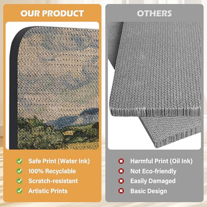 2 Pack Art Cat Scratcher, Wall-Mountable Cat Scratch Pad, Cat Wall Scratcher 16.7x11x1 Inch Cat Scratching Board for Indoor Cats Toy (Series2) - color: Van Gogh2-2