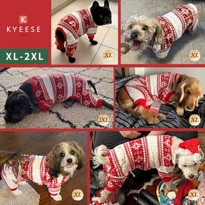 KYEESE Dog Christmas Pajamas, Warm Fleece Winter Dog Pajamas for Small Dogs, Cozy Holiday Pet Onesie with Snowflake Design, Lightweight Pet Clothes, Cozy Xmas Outfit Jumpsuit, X-Large - size: X-Large (23-32LBS)