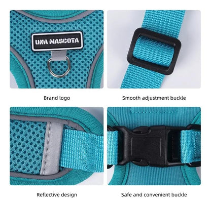 Dog Harness and Leash Set, Adjustable Triangle, Reflective Adjustable Puppy Vest, No Pull Soft Mesh Harness for Small, Medium Dogs, Cats (Turquoise, S) - color: Turquoise, size: S