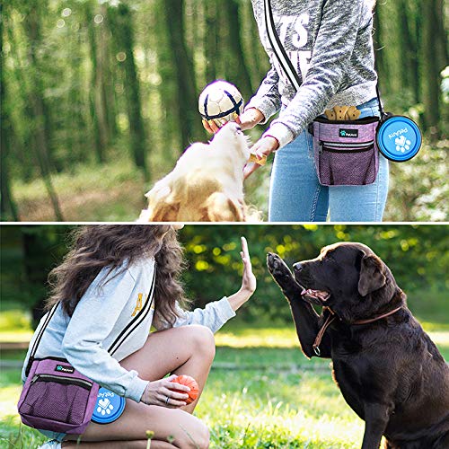 PetAmi Dog Treat Pouch, Pet Treat Pouch for Training, Dog Walking Bag Holder for Kibbles, Pet Food Toy, Dog Trainer Essentials Supplies, Poop Bag Dispenser, 3 Ways to Wear (Purple) - color: Heather Purple