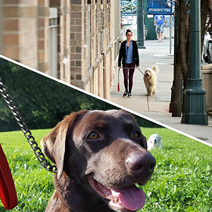 Premium Heavy Duty Extra Wide Links 13mm Dog Chain Leash, 6 Feet Faux Chrome Stainless Steel Cuban Link Chain Labor-Saving Spring Basic Leash for Medium Big Dogs Walking,Traffic Training Traveling