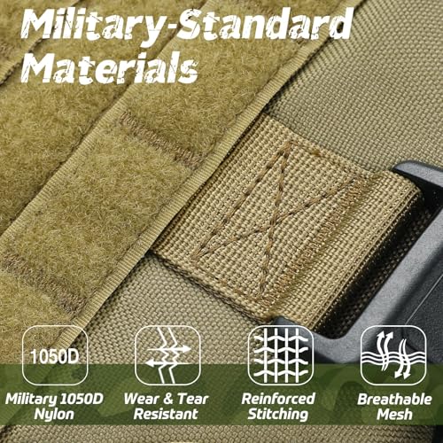rabbitgoo Tactical Dog Harness Medium Sized, Heavy Duty Pet Harness with Handle, No-Pull Service Vest Medium Breed, Adjustable Military Dog Vest for Training Hunting Walking, Brown, M - color: Brown, size: Medium