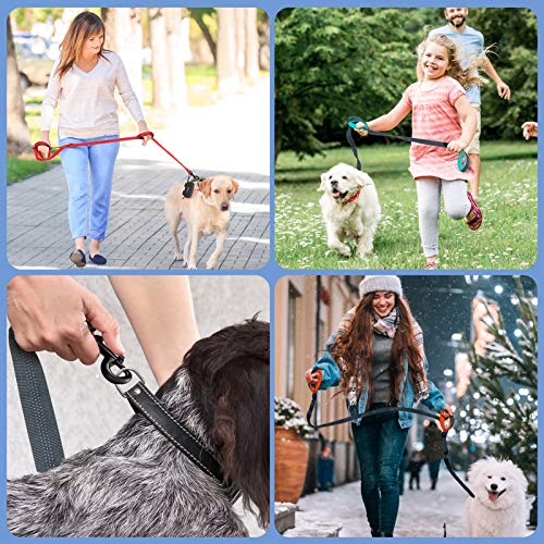 Dog Leash for Large Medium Dogs 6Ft x 1" Reflective Stitching Large Leash 2 Traffic Padded Handles Dog Lead Rope with 1 Piece Poop Bag Dispenser Holder for Running Walking Training (Pink)