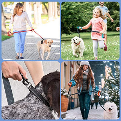 Dog Leash for Large Medium Dogs 6Ft x 1" Reflective Stitching Large Leash 2 Traffic Padded Handles Dog Lead Rope with 1 Piece Poop Bag Dispenser Holder for Running Walking Training (Pink)