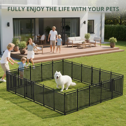 Dog Playpen Dog Fence Outdoor for Yard 40" H with 16 Panels Sturdy Portable Puppy Playpen for Indoor Outdoor RV Camping Use - Black Silver - style: 16 Panels