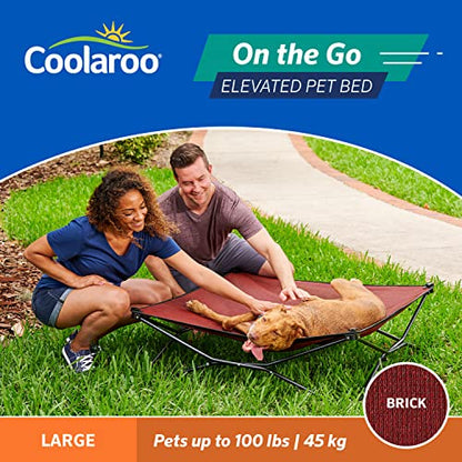 Coolaroo On-The-Go Elevated Dog Bed - Foldable Pop-Up Travel Dog Bed with Breathable, Moisture-Resistant Fabric, Carry Bag Included, Lightweight & Portable, Brick, Large - color: Brick, style: Large